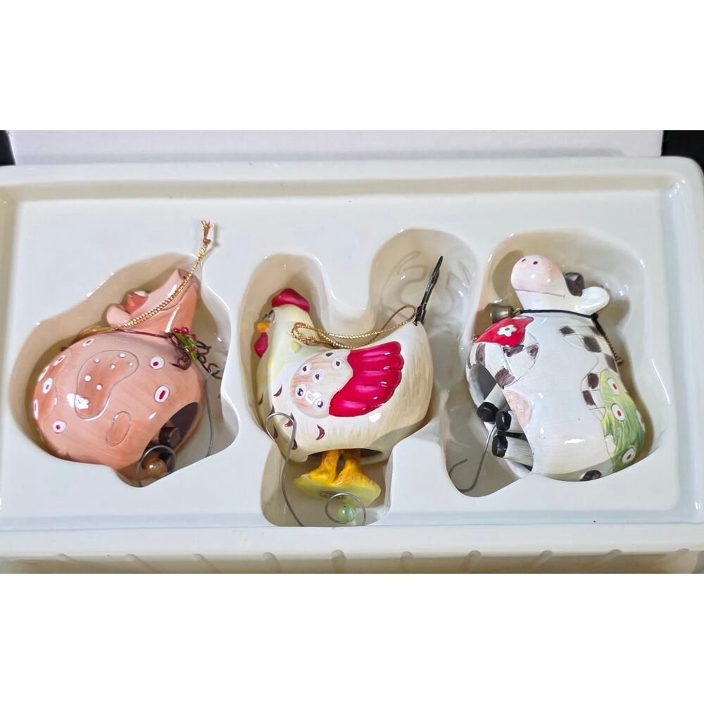 Dillards Trimmings Vintage Ornaments‎ Whimsical Cow Pig Chicken Dangling Feet